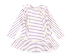 Petit Piao kjole lavender/cream striber og flæser